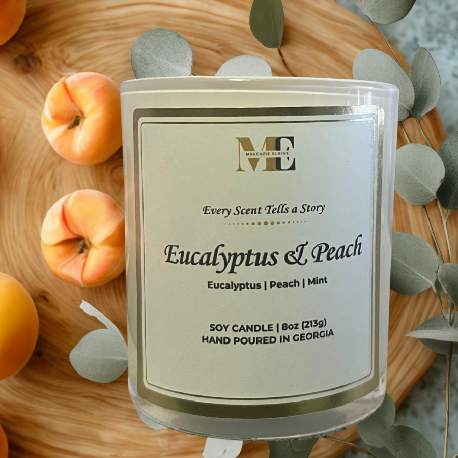 Eucalyptus & Peach Hand Poured Soy Candle