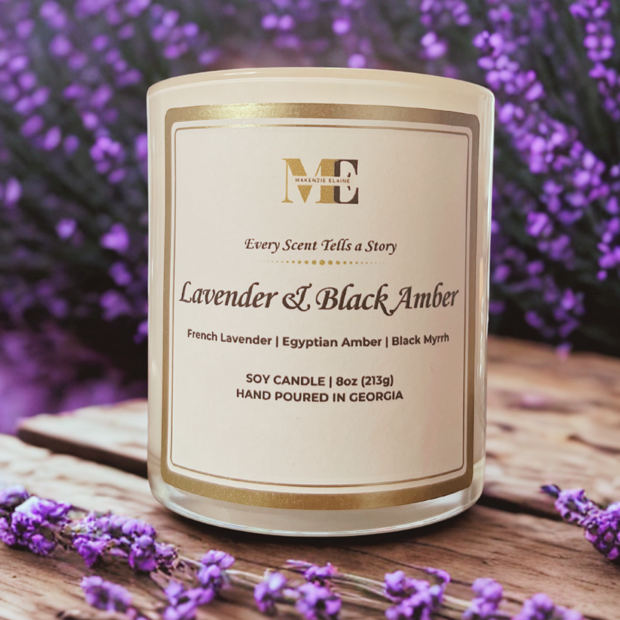 Lavender & Black Amber Hand Poured Soy Candle