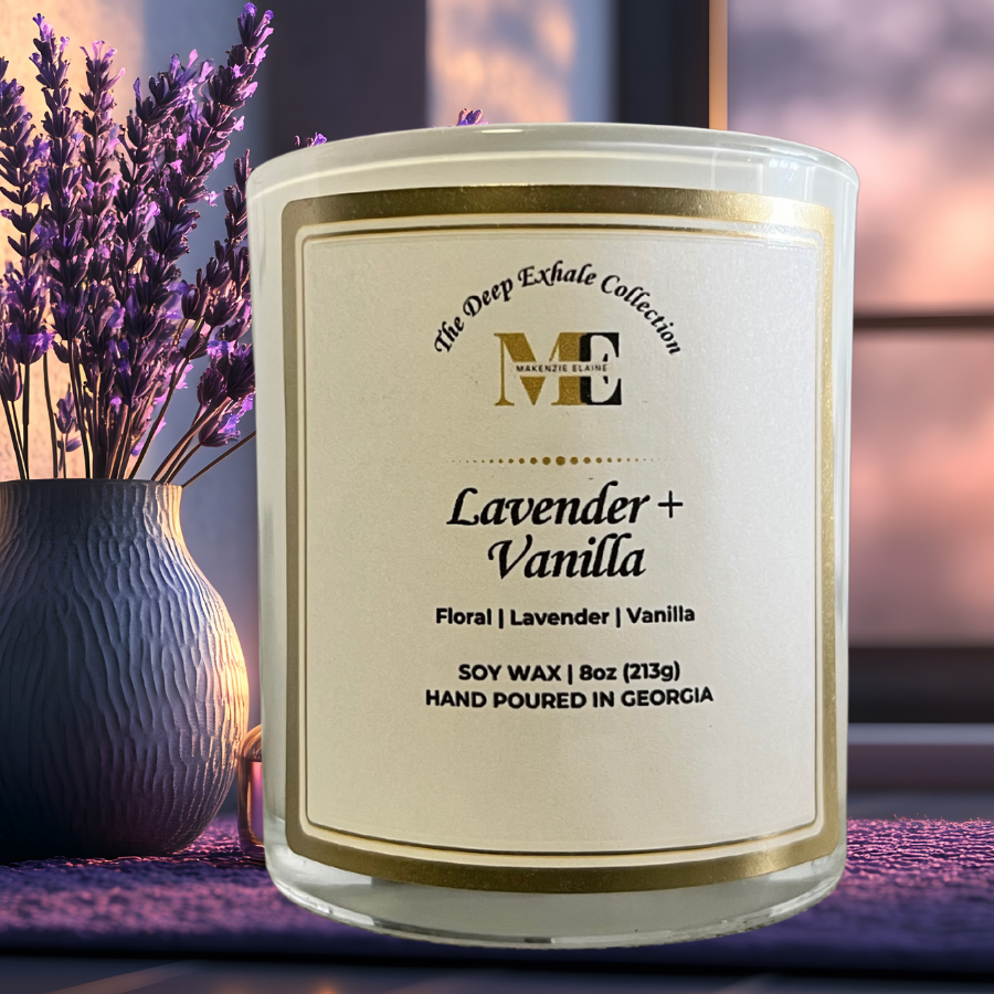 Lavender + Vanilla Hand Poured Soy Candle