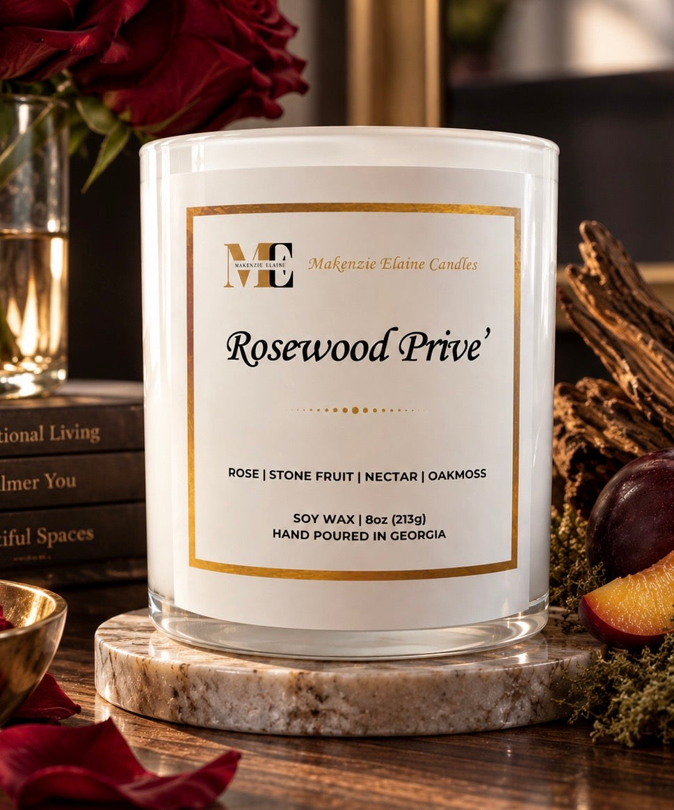 Rosewood Prive' Hand Poured Soy Candle