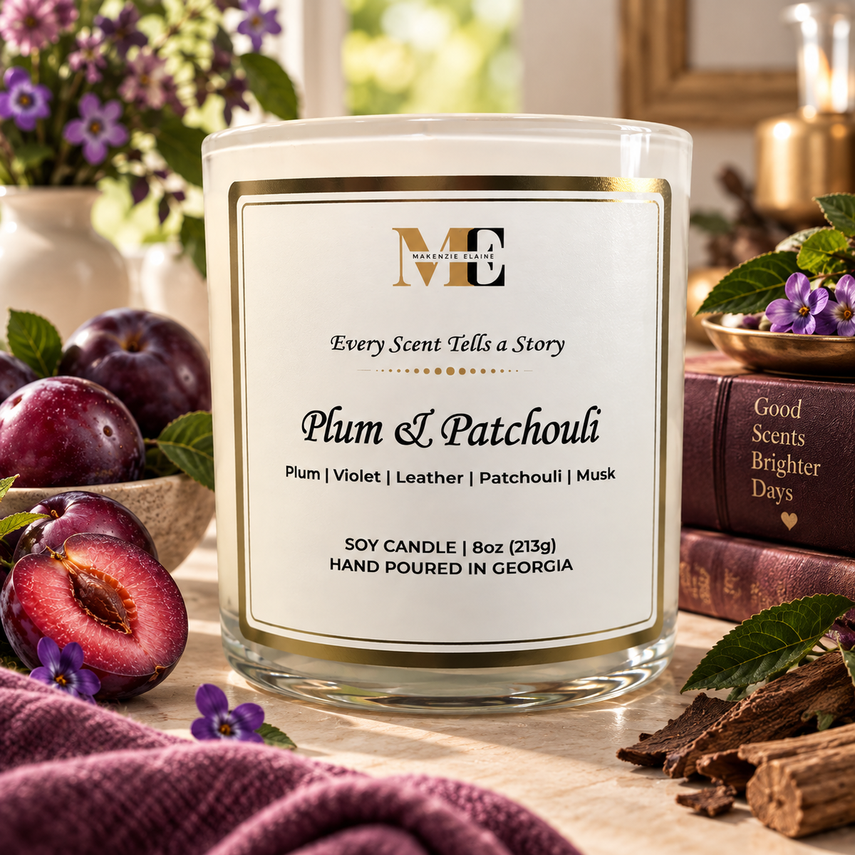 Plum & Patchouli Hand Poured Soy Candle