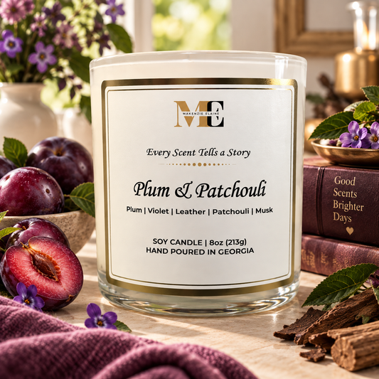 Plum & Patchouli Hand Poured Soy Candle