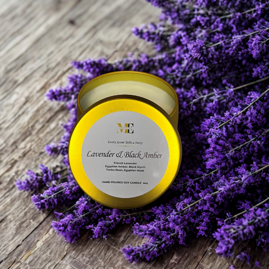 Lavender & Black Amber Hand Poured Soy Candle