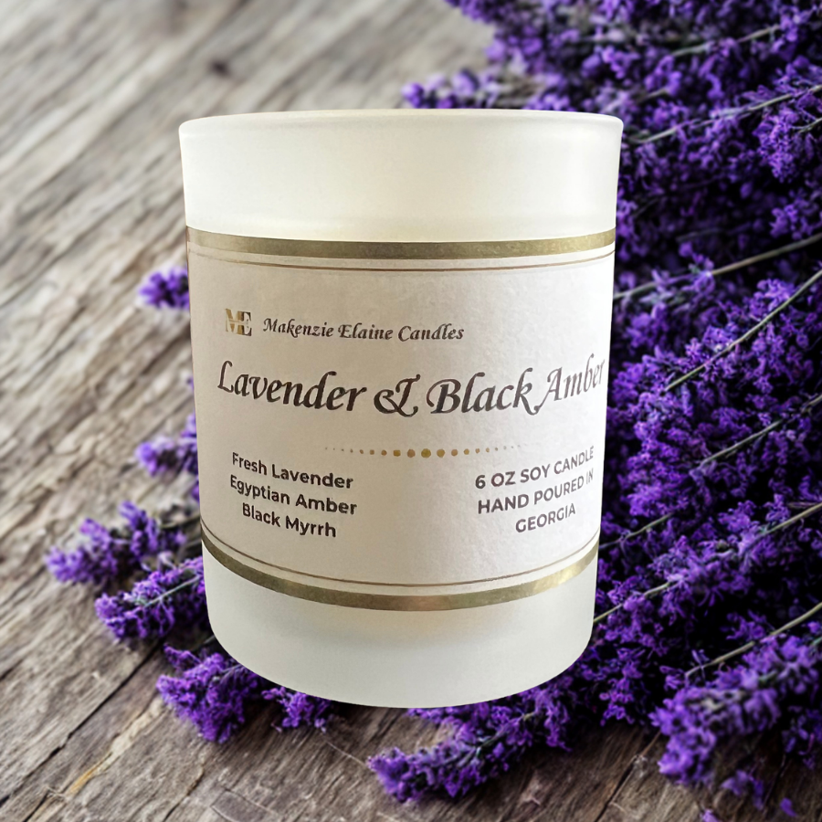 Lavender & Black Amber Hand Poured Soy Candle