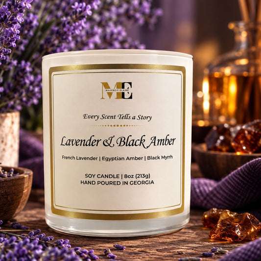 Lavender & Black Amber Hand Poured Soy Candle