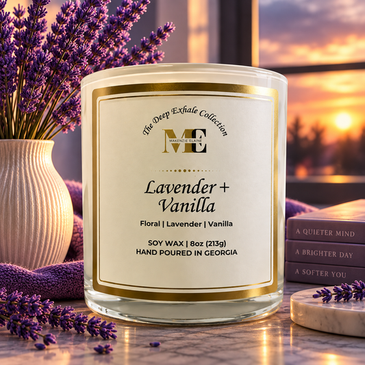Lavender + Vanilla Hand Poured Soy Candle