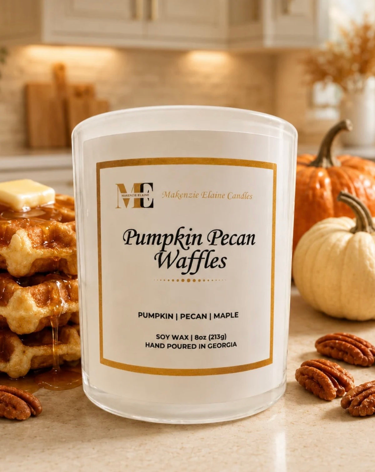 Pumpkin Pecan Waffles Hand Poured Soy Candle